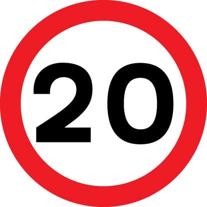 67504N 20 mph Aluminium (400x400mm) Safety Sign