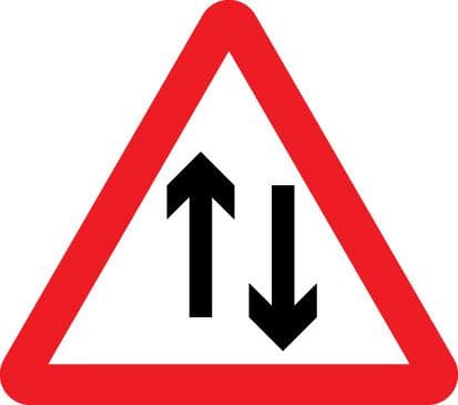 67544N Two way traffic Aluminium (400x400mm) Safety Sign