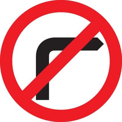 67546N No right turn Aluminium (400x400mm) Safety Sign