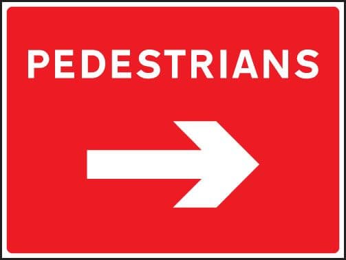 67561Q Pedestrians arrow right Aluminium (600x450mm) Safety Sign