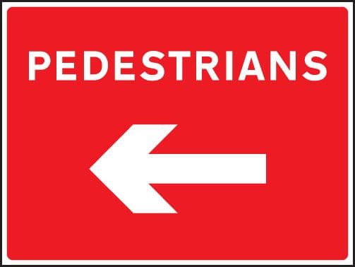 67563Q Pedestrians arrow left Aluminium (600x450mm) Safety Sign
