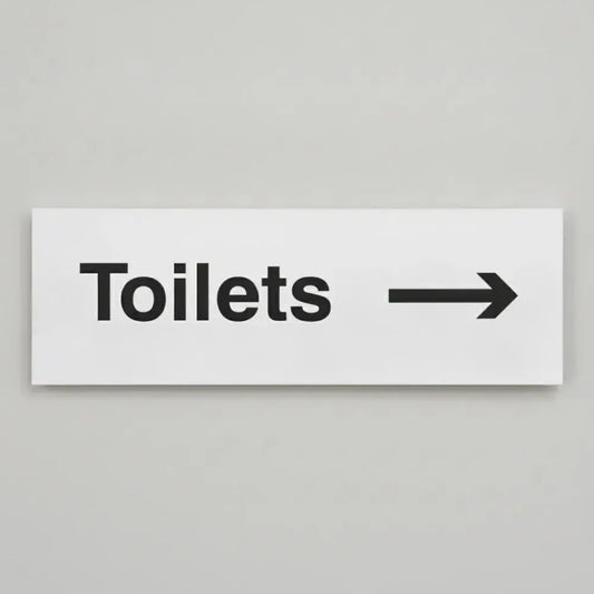 77053G Toilets arrow right Ultra Durable 2mm PET (300x100mm) Safety Sign