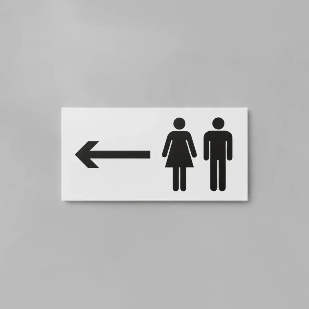 Man and ladies symbol with arrow left