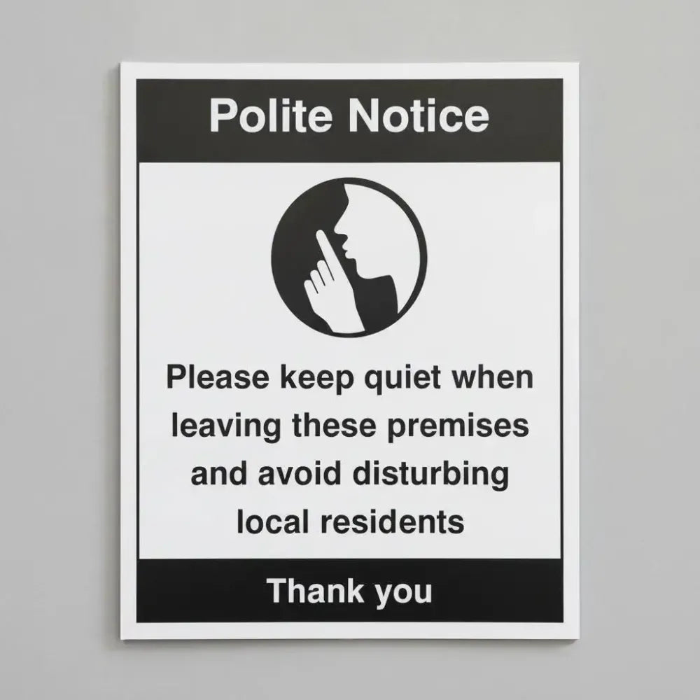 27105Y Polite notice Please keep quiet when leaving Self Adhesive Vinyl (200x300mm) Safety Sign