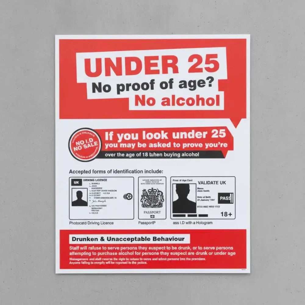 27109Y No proof of age No alcohol Self Adhesive Vinyl (200x300mm) Safety Sign