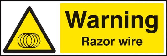 71715G Warning razor wire Polycarbonate (300x100mm) Safety Sign