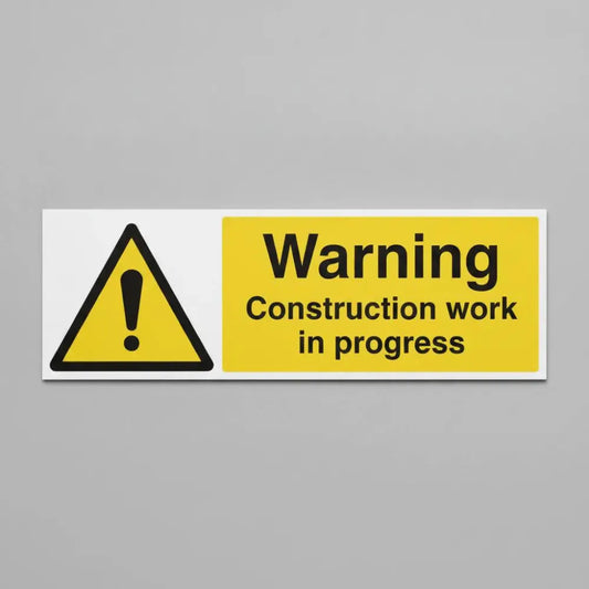 17192G Warning Construction work in progress Rigid Plastic (300x100mm) Safety Sign
