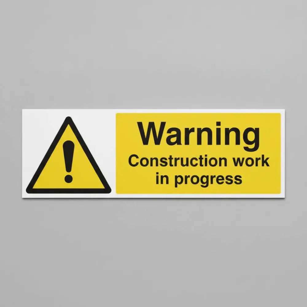 17192P Warning Construction work in progress Rigid Plastic (600x400mm) Safety Sign