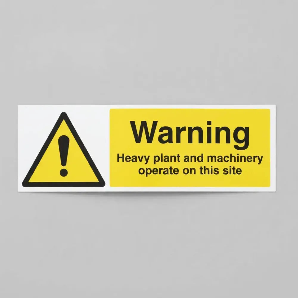 17194G Warning Heavy plant and machinery operate on this site Rigid Plastic (300x100mm) Safety Sign
