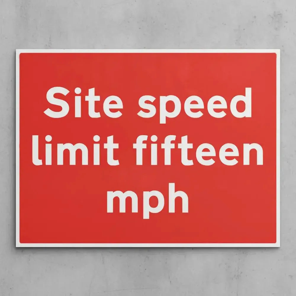 17494Q Site speed limit fifteen mph Rigid Plastic (600x450mm) Safety Sign