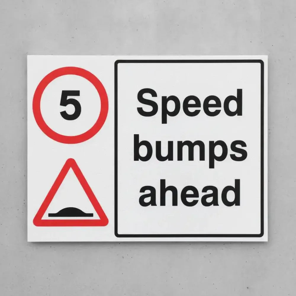 17497K 5mph Speed bumps ahead Rigid Plastic (400x300mm) Safety Sign
