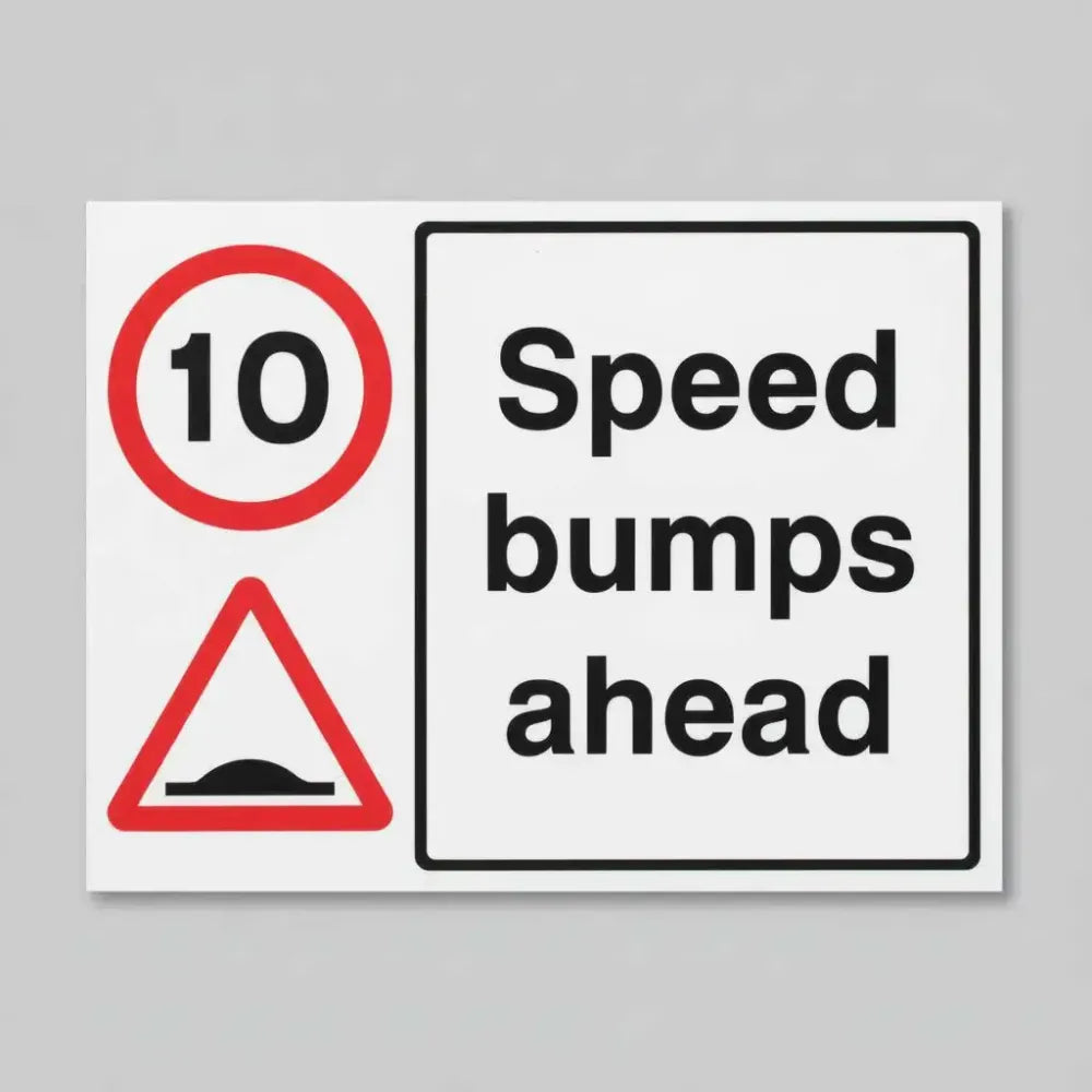 17498K 10mph Speed bumps ahead Rigid Plastic (400x300mm) Safety Sign