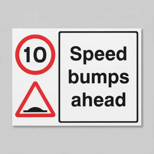17498K 10mph Speed bumps ahead Rigid Plastic (400x300mm) Safety Sign