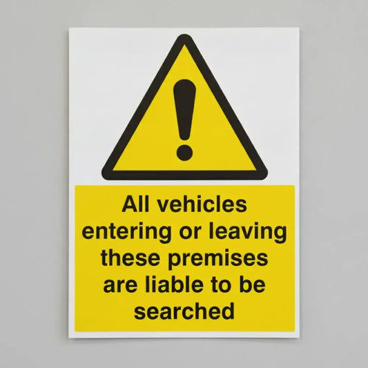 All vehicles entering or leaving liable to be searched