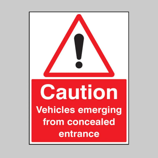Caution vehicles emerging from concealed entrance