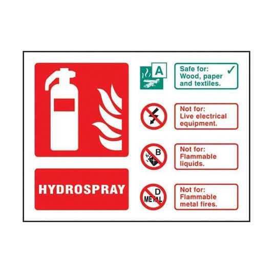 81240E Hydrospray extinguisher ID  sign - Quick-Fix with SAV Backing (200x150mm)