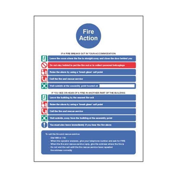 81414H Action notice (communal alarm and simultaneous evacuation) sign - Quick-Fix (300x250mm)