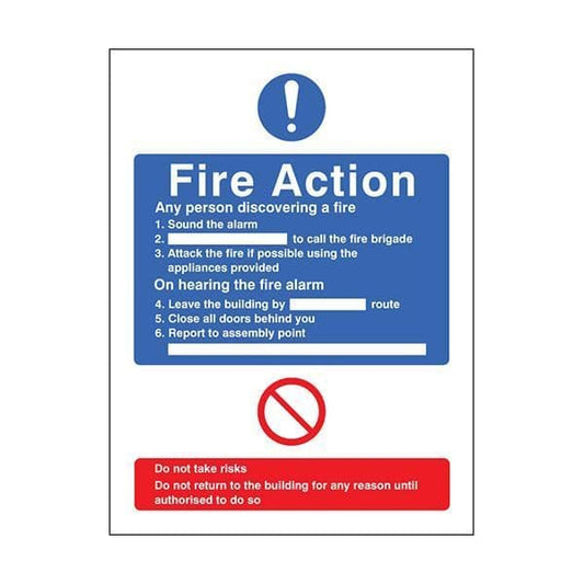 81423E General fire action no lift sign - Quick-Fix with SAV Backing (200x150mm)