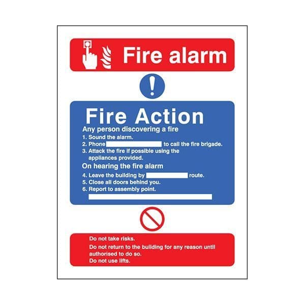 81426E Fire action/call point with lift sign - Quick-Fix with SAV Backing (200x150mm)