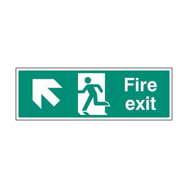 82001G Fire exit arrow up left sign - Quick-Fix with SAV Backing (300x100mm)