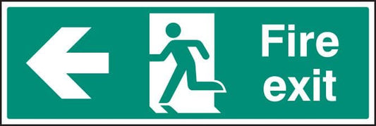 82003L Fire exit left arrow  (450x150mm) Rigid PVC with SAV Backing Safety Sign