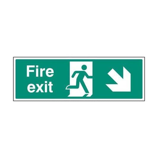 82006G Fire exit arrow down right sign - Quick-Fix with SAV Backing (300x100mm)