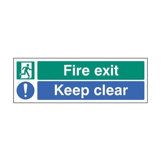 82062G Fire exit keep clear sign - Quick-Fix with SAV Backing (300x100mm)