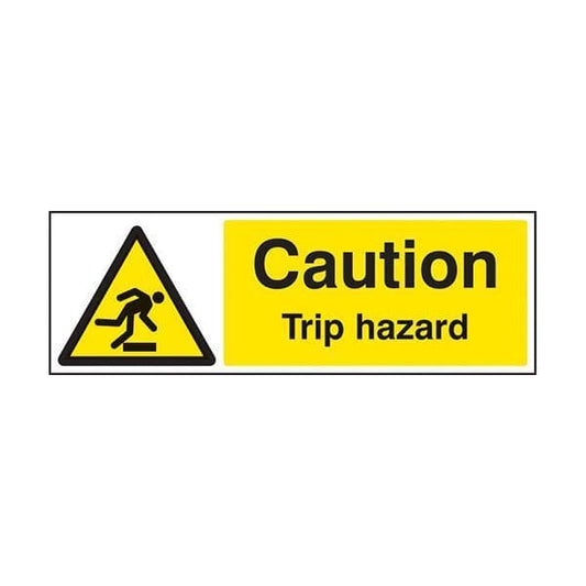 84214G Caution trip hazard sign - Quick-Fix with SAV Backing (300x100mm)