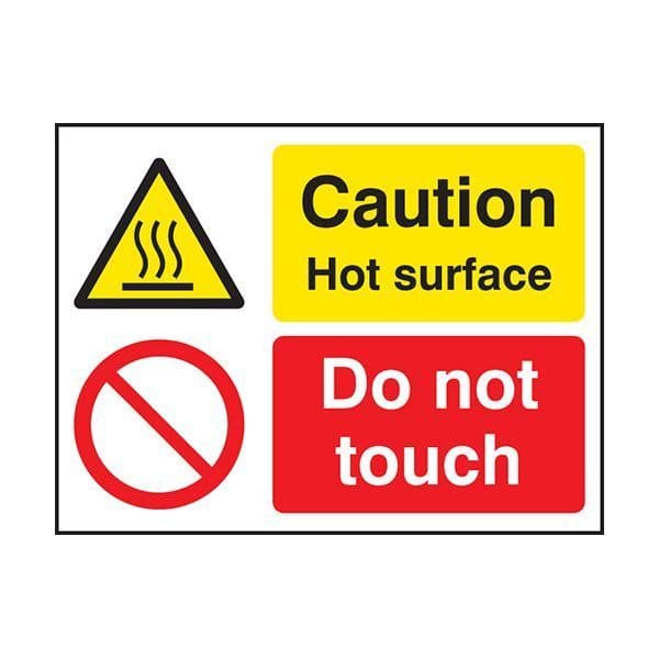 84237E Caution hot surface do not touch sign - Quick-Fix with SAV Backing (200x150mm)