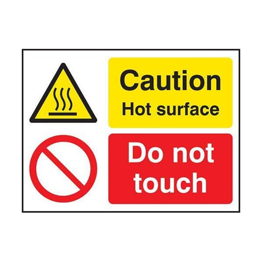 84237E Caution hot surface do not touch sign - Quick-Fix with SAV Backing (200x150mm)