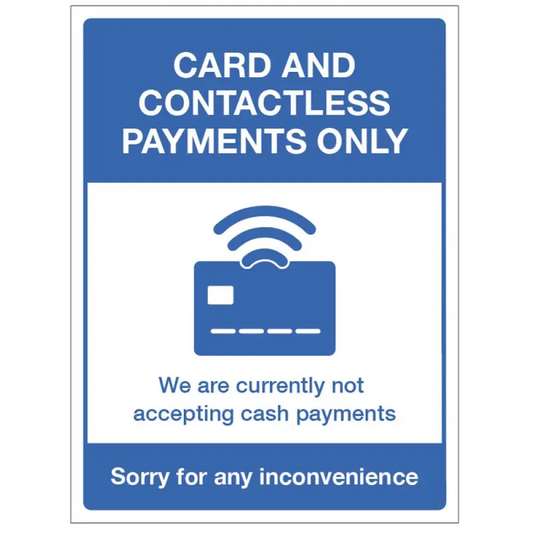 18471H Card and contactless payments only Rigid Plastic (300x250mm) Safety Sign
