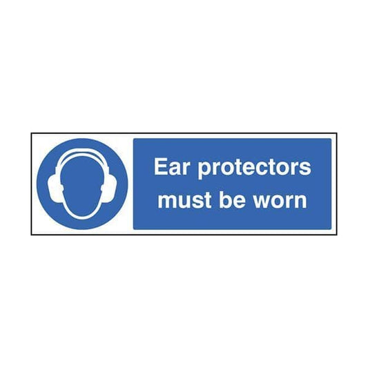 85023G Ear protectors must be worn sign - Quick-Fix with SAV Backing (300x100mm)