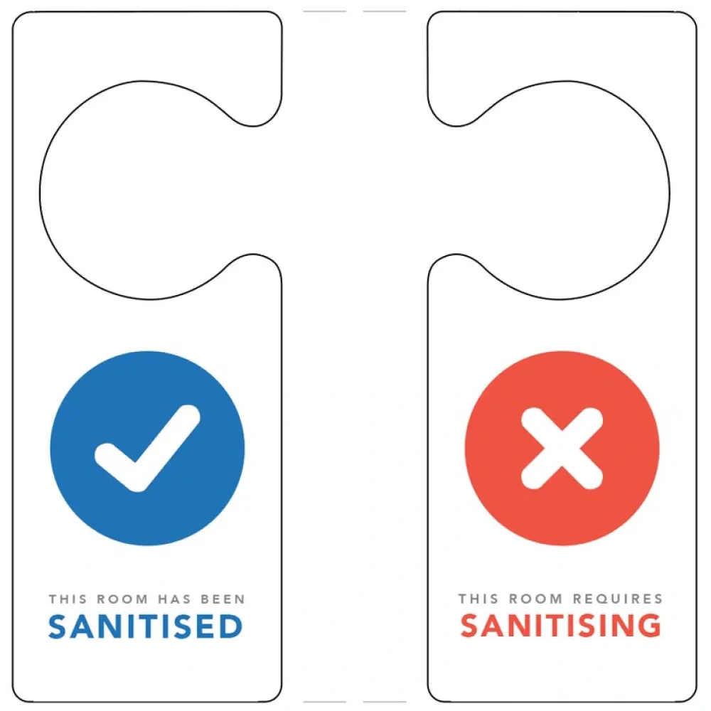 CV0032 This room has been sanitised/requires sanitising door hanger 80x205mm double sided Miscellaneous