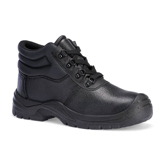 ESF01 Steel Split Leather Mid Boot S1P FO SR - Black