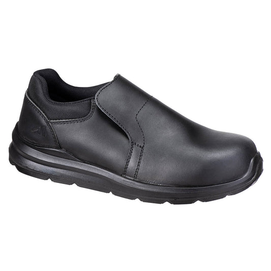 FC80 Composite Action Leather Slip On Shoes S3S SR FO - Black
