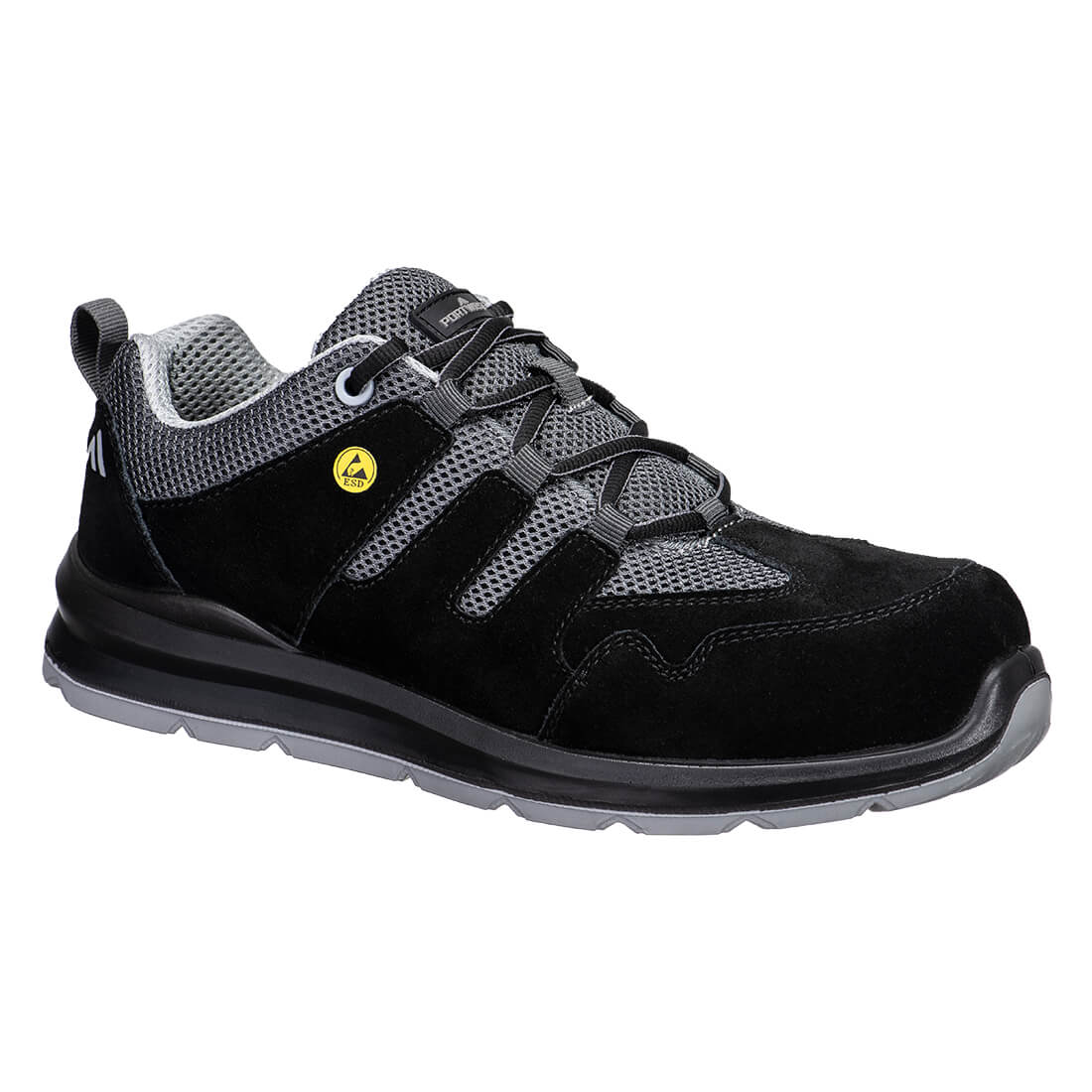 FE07 Composite Cow Suede Leather Trainer S1 ESD SR FO - Black/Grey