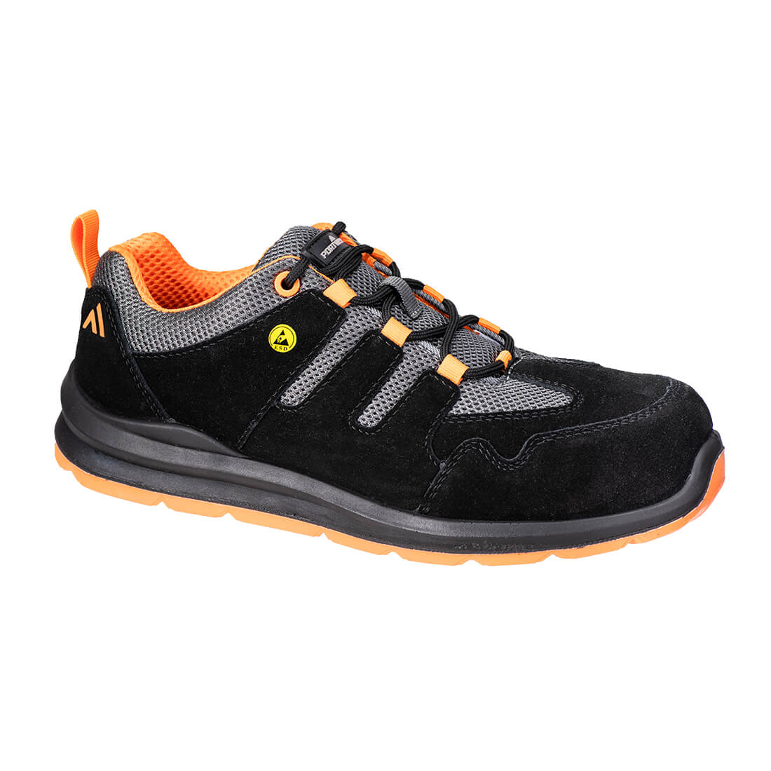 FE07 Composite Cow Suede Leather Trainer S1 ESD SR FO - Black/Orange
