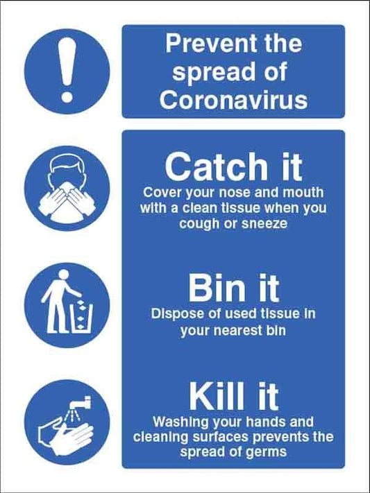 Prevent the spread of coronavirus Catch it cover your nose and mouth etc (200x150mm) [Self-Adhesive]