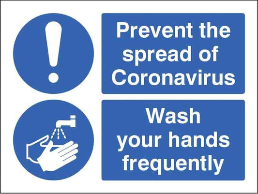 Prevent the spread of coronavirus Wash your hands frequently (200x150mm) [Self-Adhesive]